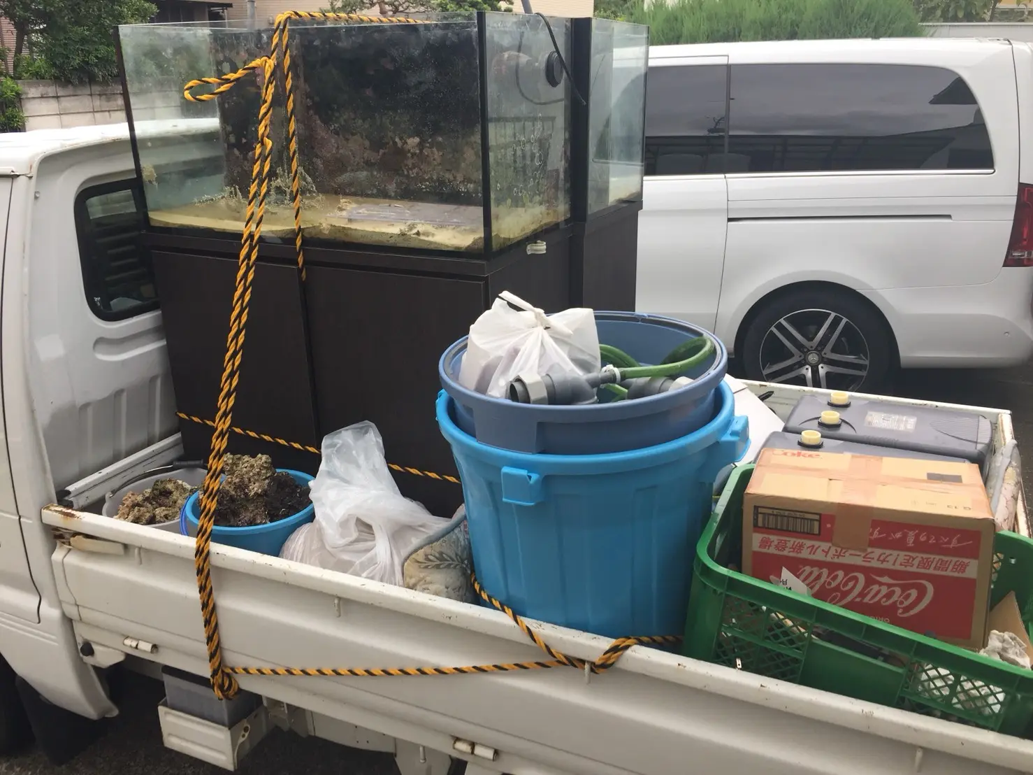 水槽撤去作業の様子